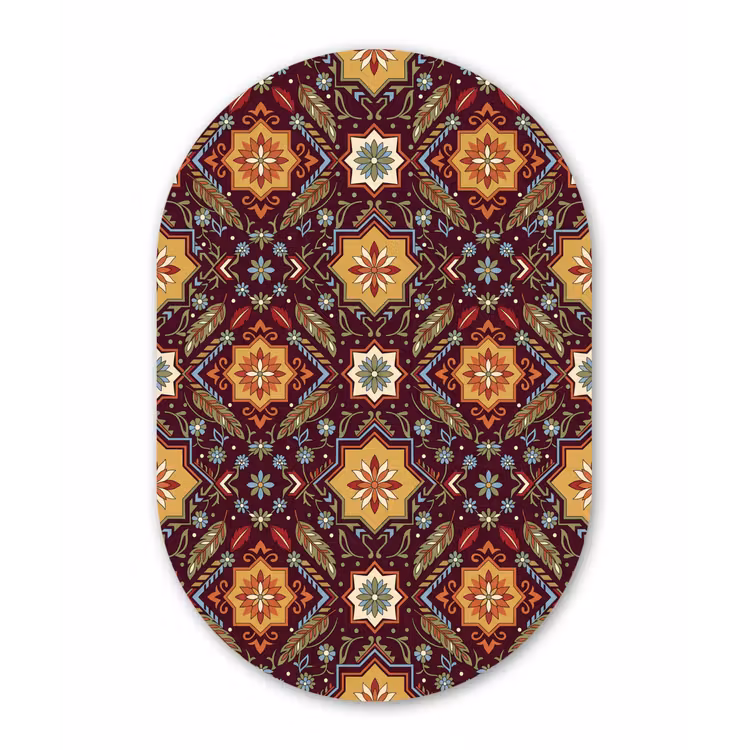 Alu-Dibond-Bild Oval - Muster – Floral – Geometrisch – Farbenfroh – Dekoration — 1