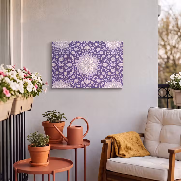 Outdoor Leinwand - Muster – Medaillon – Orientalisch – Lila – Dekoration — 3