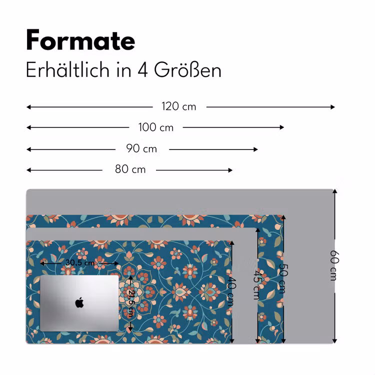Schreibtischunterlage - Blumen – Muster – Natur – Ornament – Blau — 5