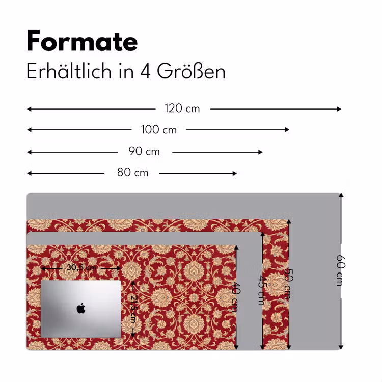 Schreibtischunterlage - Muster – Blume – Klassisch – Orientalisch – Rot — 5