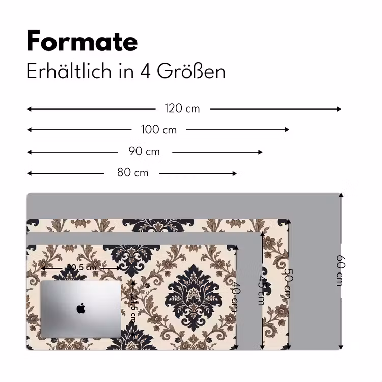 Schreibtischunterlage - Muster – Blumenmuster – Klassisch – Beige-Blau — 5