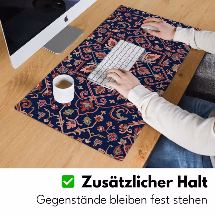 Schreibtischunterlage - Muster – Orientalisch – Blumig – Blau – Klassisch — 3