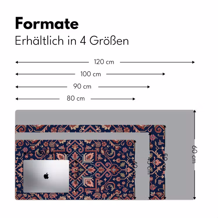 Schreibtischunterlage - Muster – Orientalisch – Blumig – Blau – Klassisch — 5