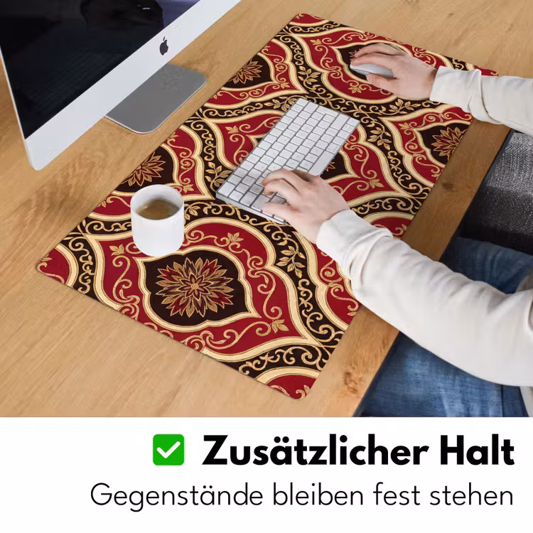 Schreibtischunterlage - Muster – Ornament – Barock – Rot – Gold — 3