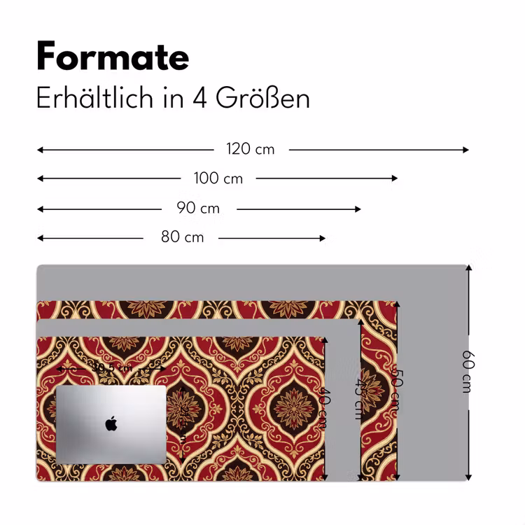 Schreibtischunterlage - Muster – Ornament – Barock – Rot – Gold — 5