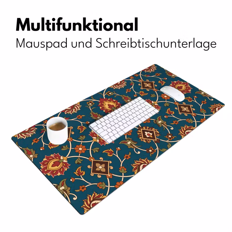 Schreibtischunterlage - Ornament – Flora – Traditionell – Klassisch – Blaugrün — 4