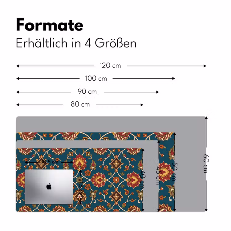 Schreibtischunterlage - Ornament – Flora – Traditionell – Klassisch – Blaugrün — 5