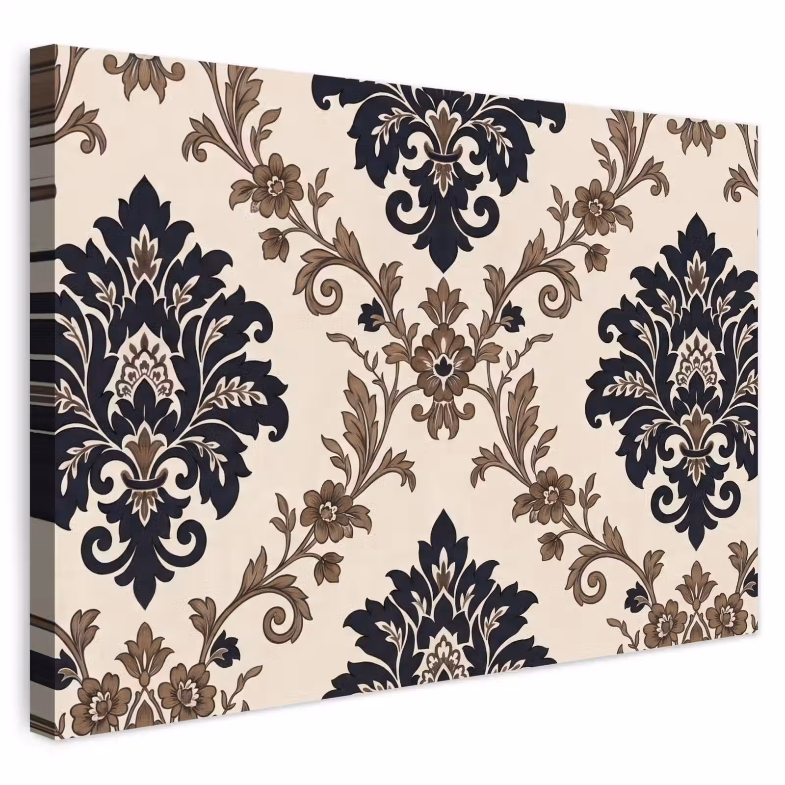 Outdoor Leinwand - Muster – Blumenmuster – Klassisch – Beige-Blau — 1