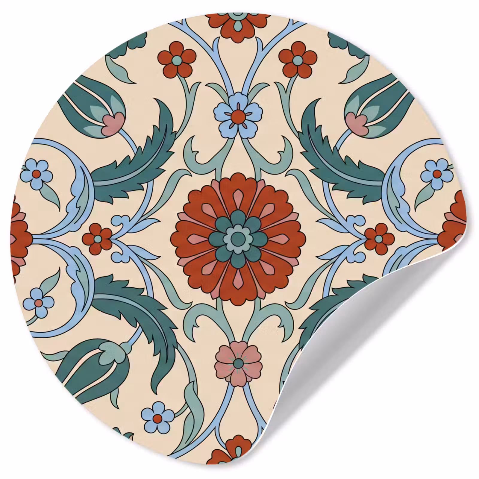 Runde Tapete - Blumen – Muster – Klassisch – Dekoration – Farbenfroh — 1