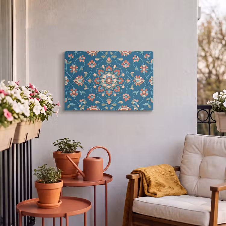 Outdoor Leinwand - Blumen – Muster – Natur – Ornament – Blau — 3