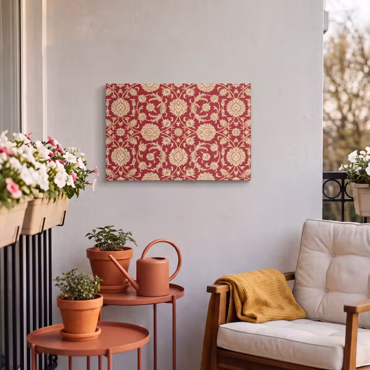 Outdoor Leinwand - Muster – Blume – Klassisch – Orientalisch – Rot — 3