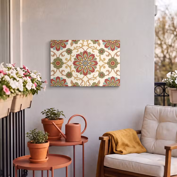 Outdoor Leinwand - Muster – Blumen – Ornament – Klassisch – Farbenfroh — 3
