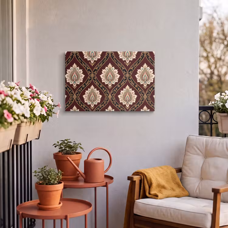 Outdoor Leinwand - Muster – Blumenmotiv – Dekoration – Klassisch – Rot — 3