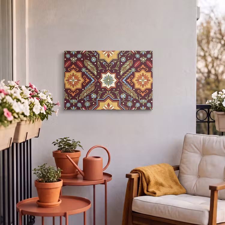 Outdoor Leinwand - Muster – Floral – Geometrisch – Farbenfroh – Dekoration — 3
