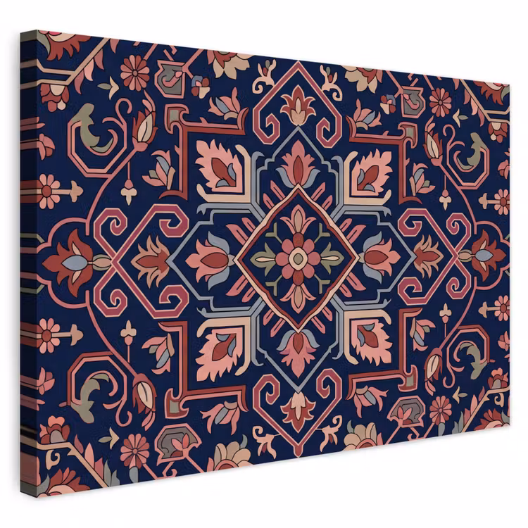 Outdoor Leinwand - Muster – Orientalisch – Blumig – Blau – Klassisch — 1