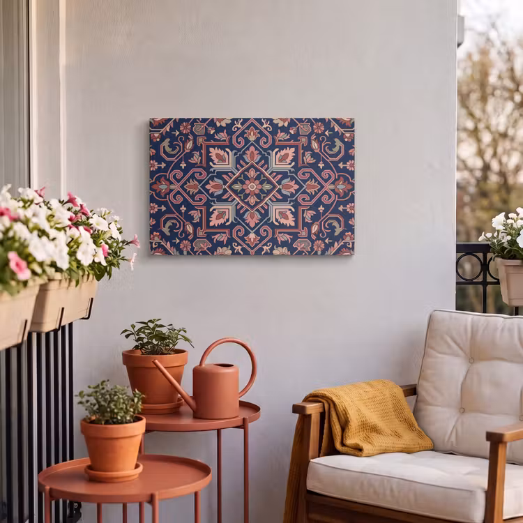 Outdoor Leinwand - Muster – Orientalisch – Blumig – Blau – Klassisch — 3