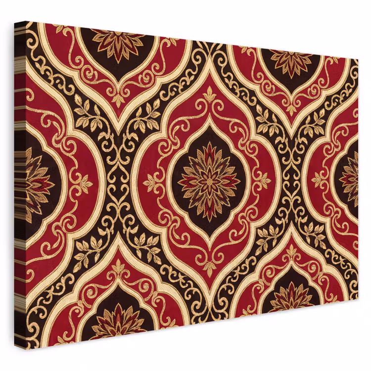 Outdoor Leinwand - Muster – Ornament – Barock – Rot – Gold — 1