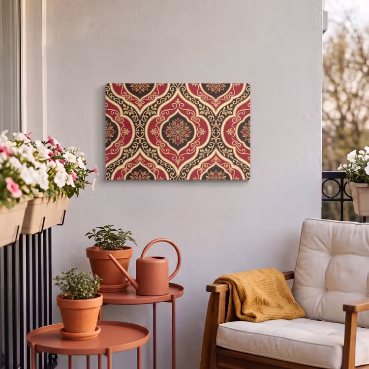 Outdoor Leinwand - Muster – Ornament – Barock – Rot – Gold — 3