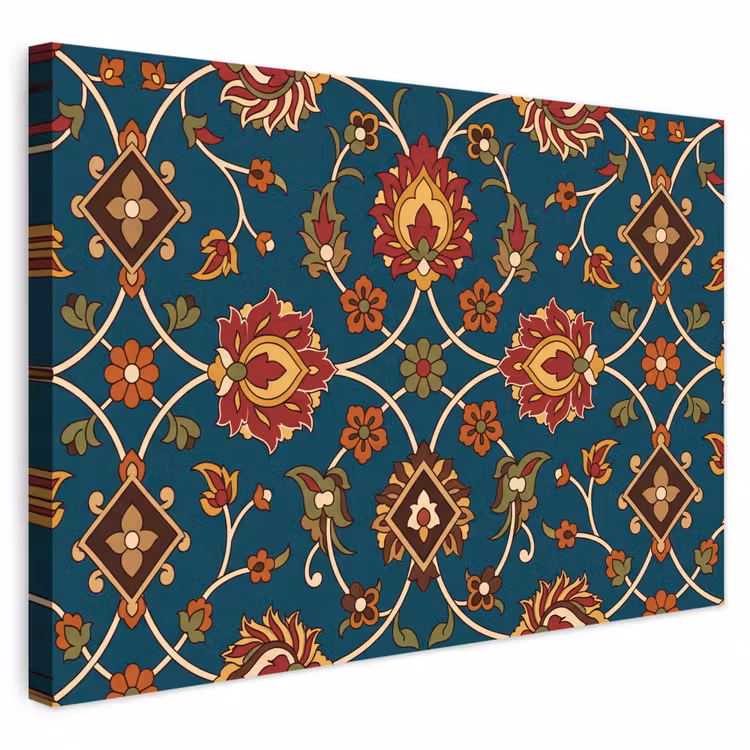 Outdoor Leinwand - Ornament – Flora – Traditionell – Klassisch – Blaugrün — 1