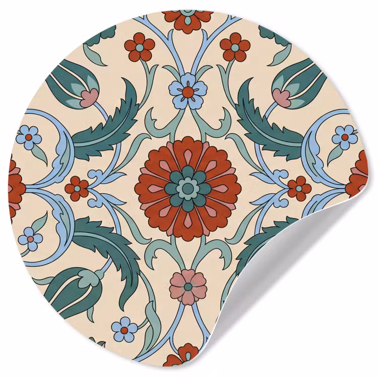 Runde Tapete - Blumen – Muster – Klassisch – Dekoration – Farbenfroh — 1
