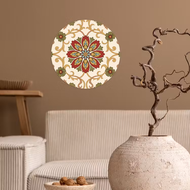 Runde Tapete - Muster – Blumen – Ornament – Klassisch – Farbenfroh — 2
