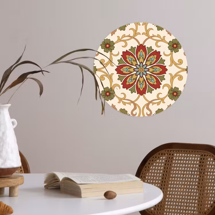 Runde Tapete - Muster – Blumen – Ornament – Klassisch – Farbenfroh — 4