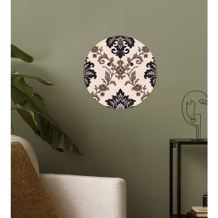 Runde Tapete - Muster – Blumenmuster – Klassisch – Beige-Blau — 3