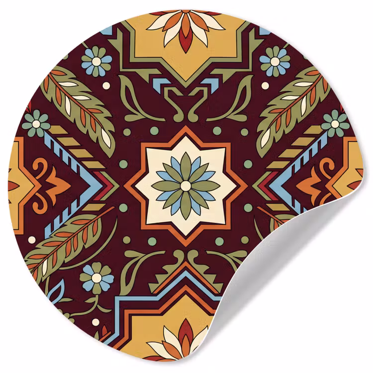 Runde Tapete - Muster – Floral – Geometrisch – Farbenfroh – Dekoration — 1