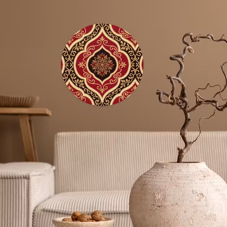 Runde Tapete - Muster – Ornament – Barock – Rot – Gold — 2