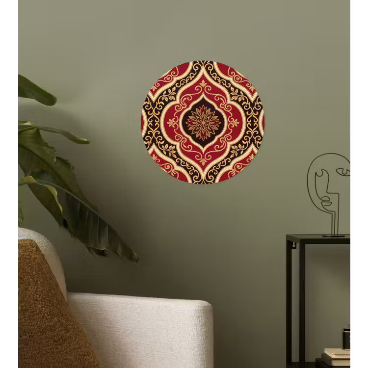 Runde Tapete - Muster – Ornament – Barock – Rot – Gold — 3