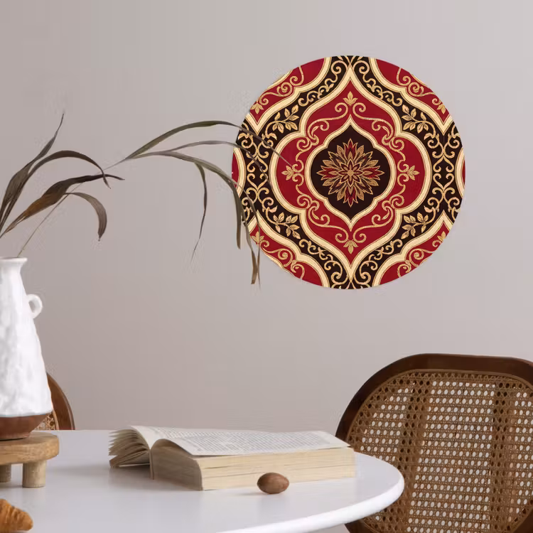 Runde Tapete - Muster – Ornament – Barock – Rot – Gold — 4