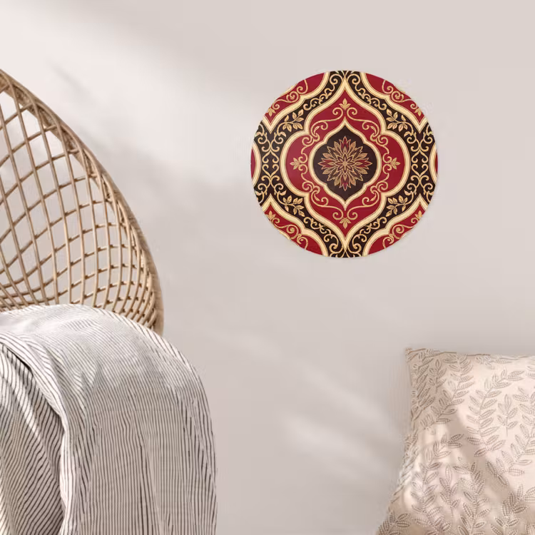 Runde Tapete - Muster – Ornament – Barock – Rot – Gold — 5