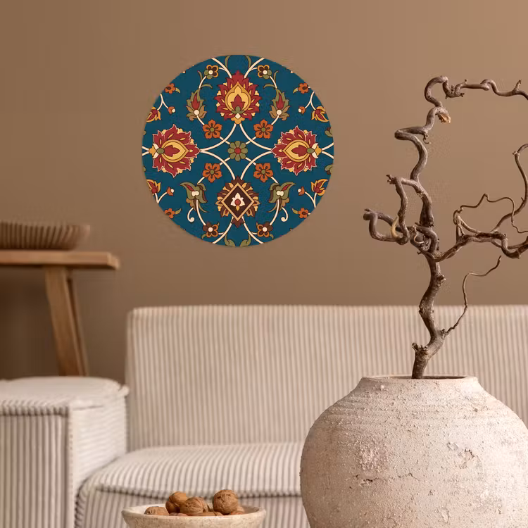 Runde Tapete - Ornament – Flora – Traditionell – Klassisch – Blaugrün — 2