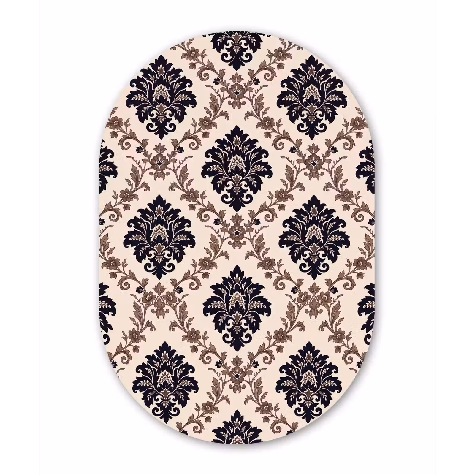 Forexbild Oval - Muster – Blumenmuster – Klassisch – Beige-Blau — 1