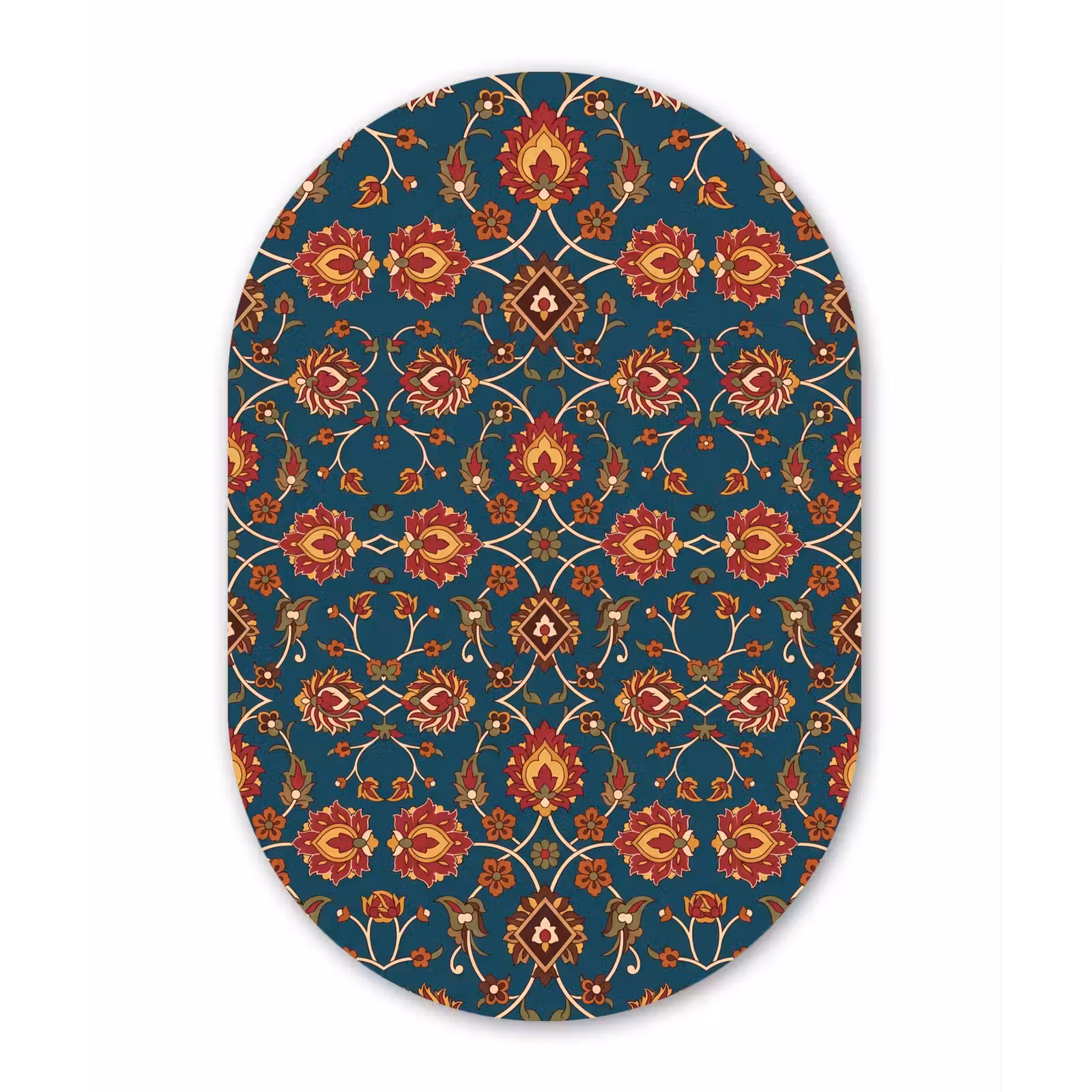 Forexbild Oval - Ornament – Flora – Traditionell – Klassisch – Blaugrün — 1