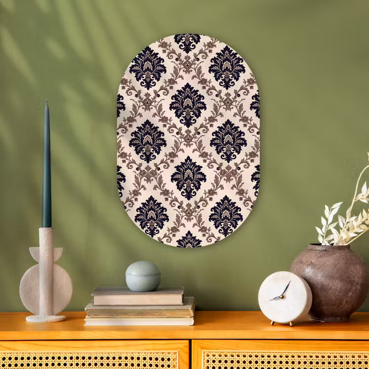 Forexbild Oval - Muster – Blumenmuster – Klassisch – Beige-Blau — 3