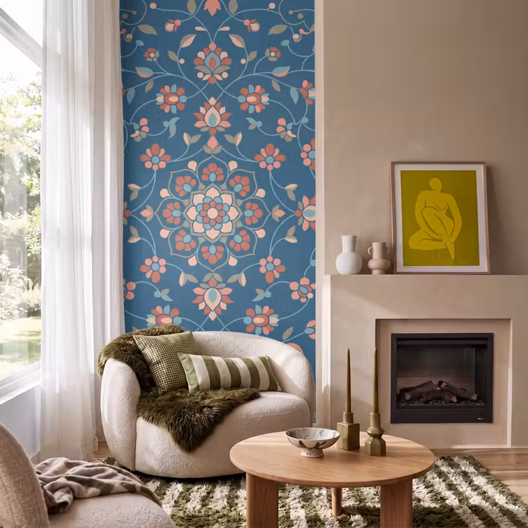 Tapete - Blumen – Muster – Natur – Ornament – Blau — 1