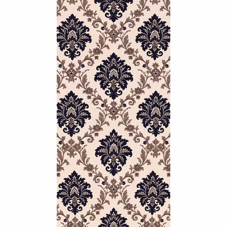 Tapete - Muster – Blumenmuster – Klassisch – Beige-Blau — 2