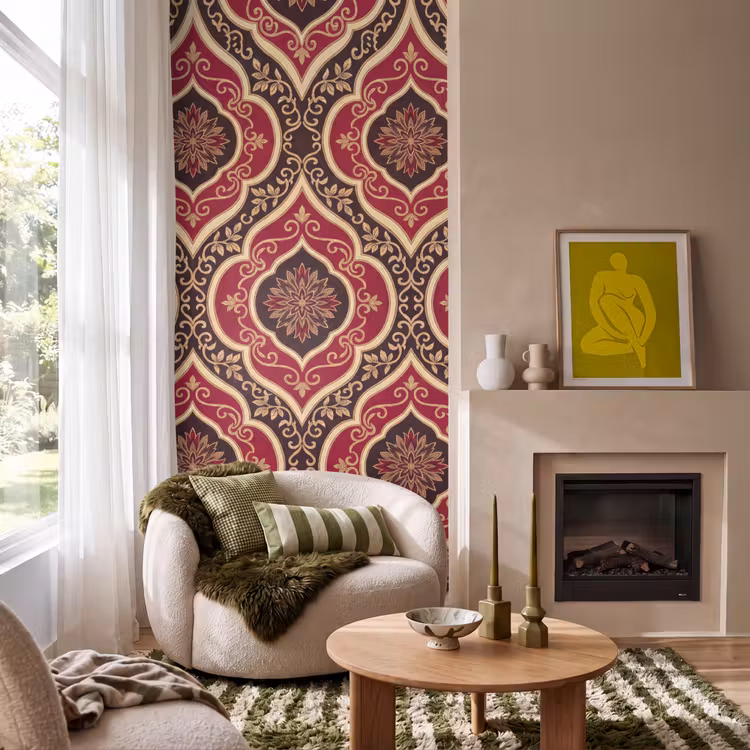 Tapete - Muster – Ornament – Barock – Rot – Gold — 1