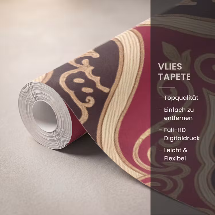 Tapete - Muster – Ornament – Barock – Rot – Gold — 3