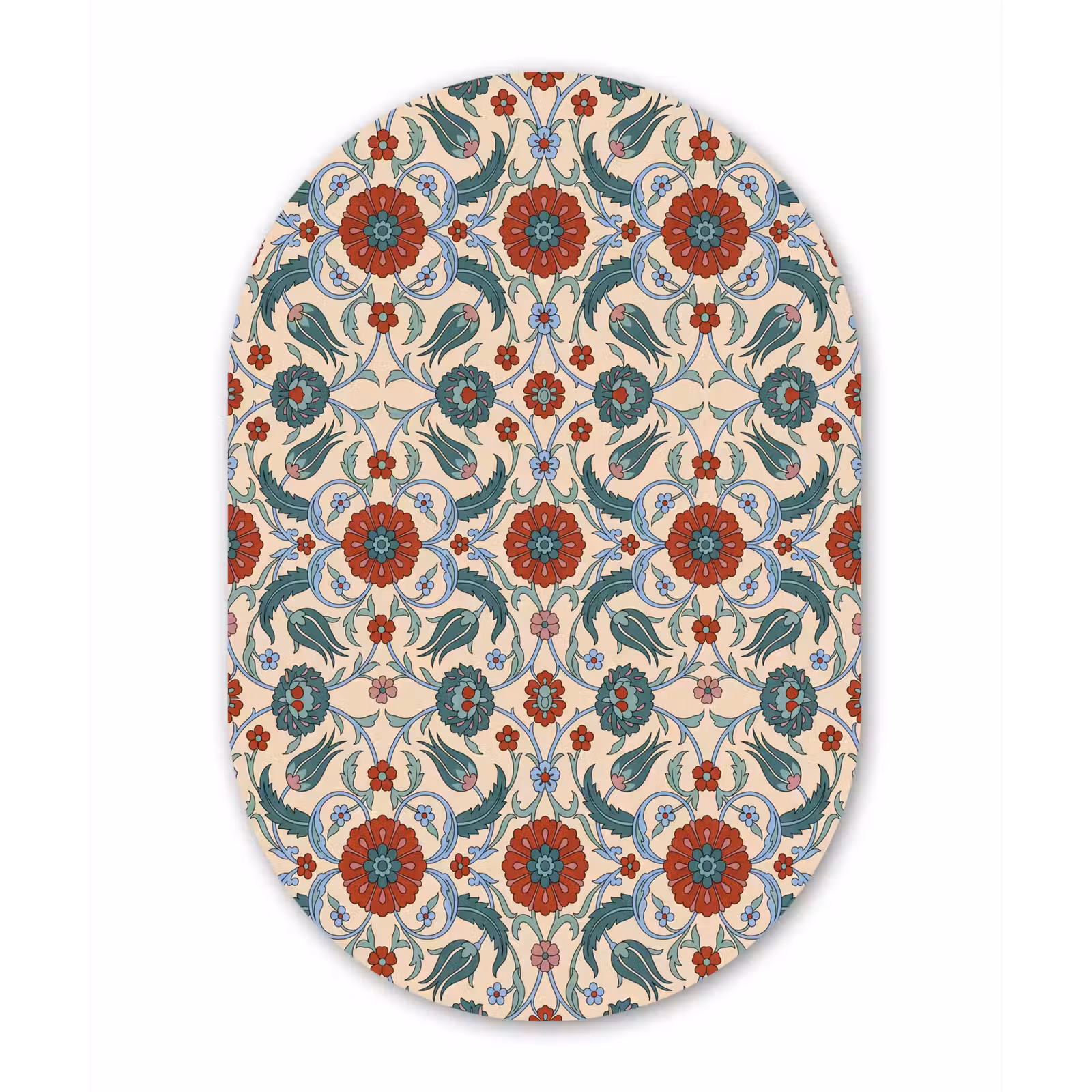 Glasbild Oval - Blumen – Muster – Klassisch – Dekoration – Farbenfroh — 1