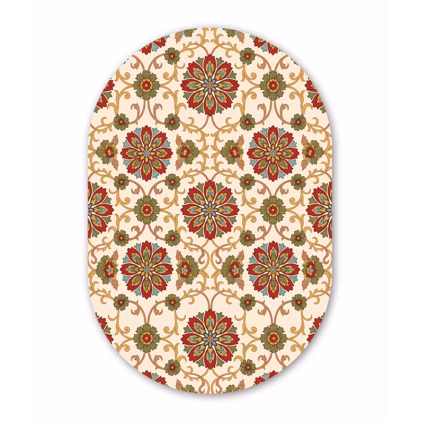 Glasbild Oval - Muster – Blumen – Ornament – Klassisch – Farbenfroh — 1
