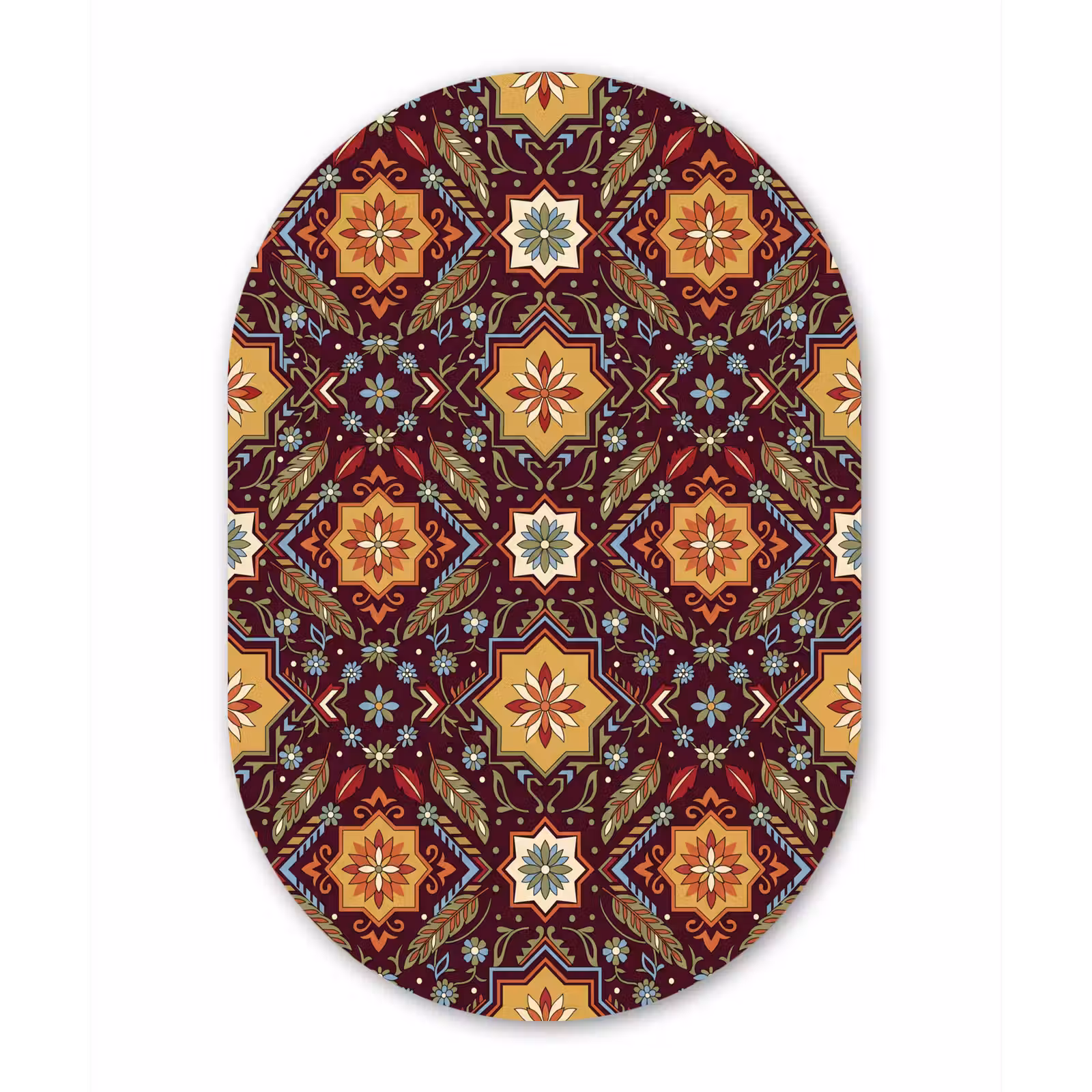 Glasbild Oval - Muster – Floral – Geometrisch – Farbenfroh – Dekoration — 1