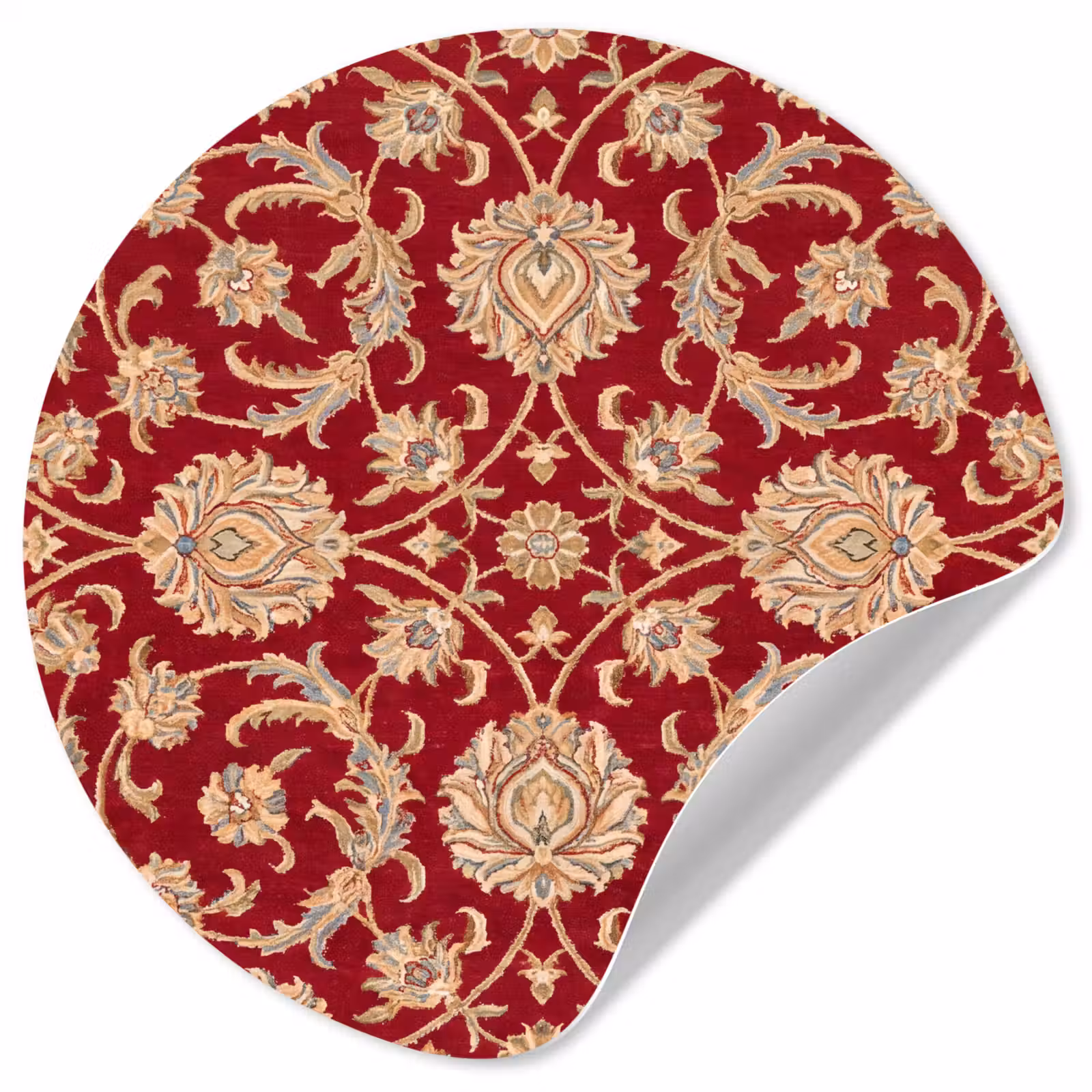 Runde Tapete - Muster – Blume – Klassisch – Orientalisch – Rot — 1