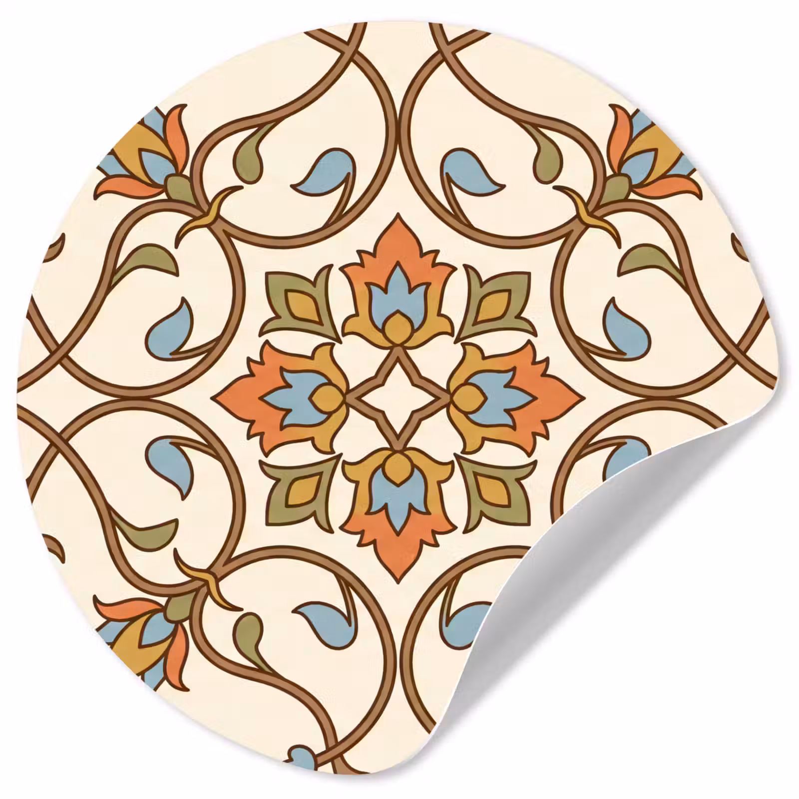 Runde Tapete - Muster – Blumen – Ornament – Bunt — 1