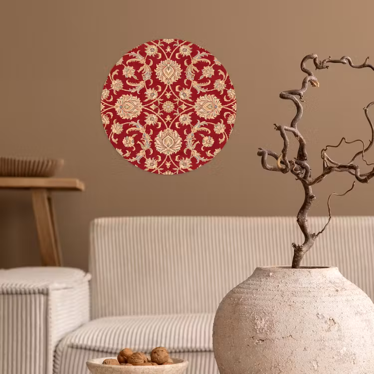 Runde Tapete - Muster – Blume – Klassisch – Orientalisch – Rot — 2