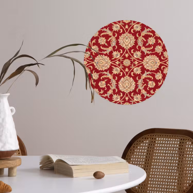 Runde Tapete - Muster – Blume – Klassisch – Orientalisch – Rot — 4