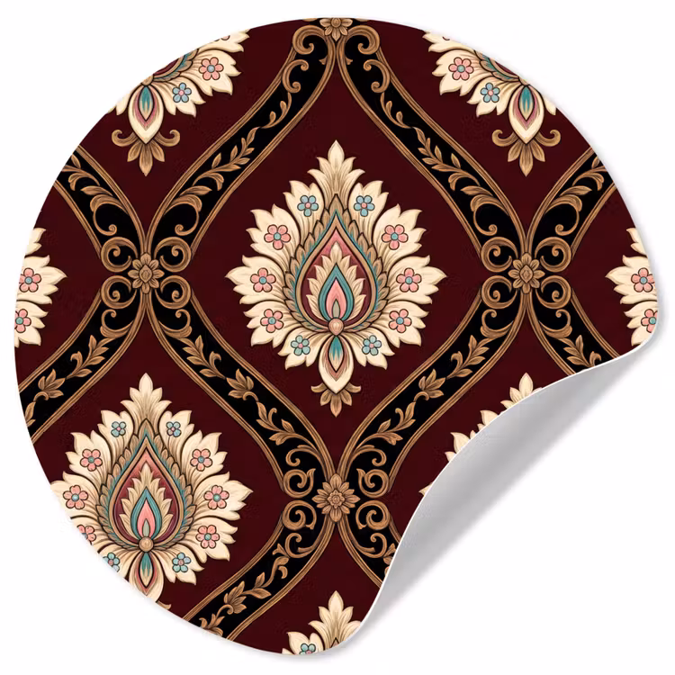 Runde Tapete - Muster – Blumenmotiv – Dekoration – Klassisch – Rot — 1