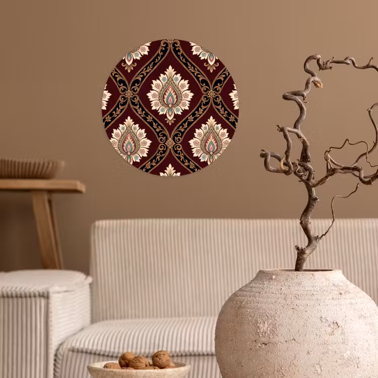 Runde Tapete - Muster – Blumenmotiv – Dekoration – Klassisch – Rot — 2