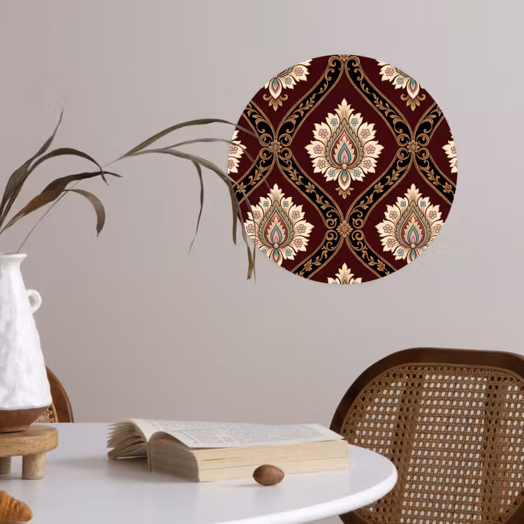 Runde Tapete - Muster – Blumenmotiv – Dekoration – Klassisch – Rot — 4